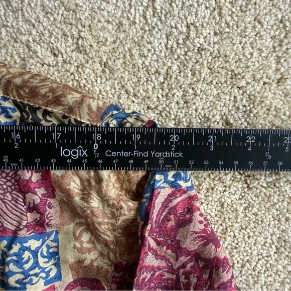 Robert Stock 100% Silk Shirt Mens Size S Patchwork Floral Button Up Long Sleeve - Picture 7 of 10